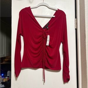 Chic Burgundy Ruched Women's Blouse